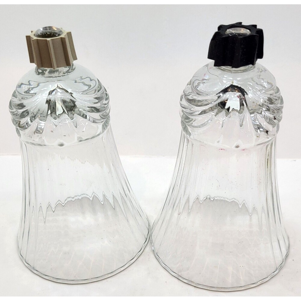 Vintage Clear Pressed Glass Peg Votive Candle Holders Ribbed Pair